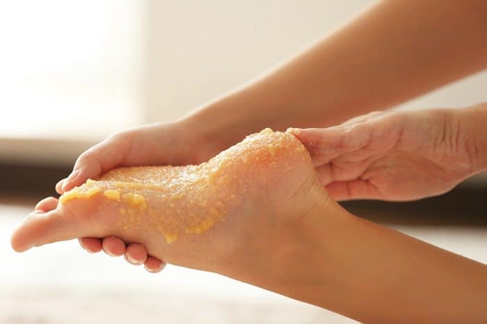 Brown sugar and olive oil foot scrub