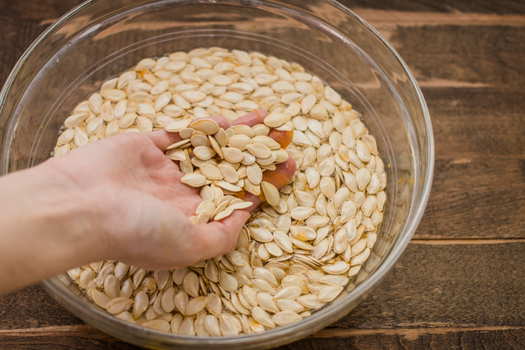 pumpkin seeds in water